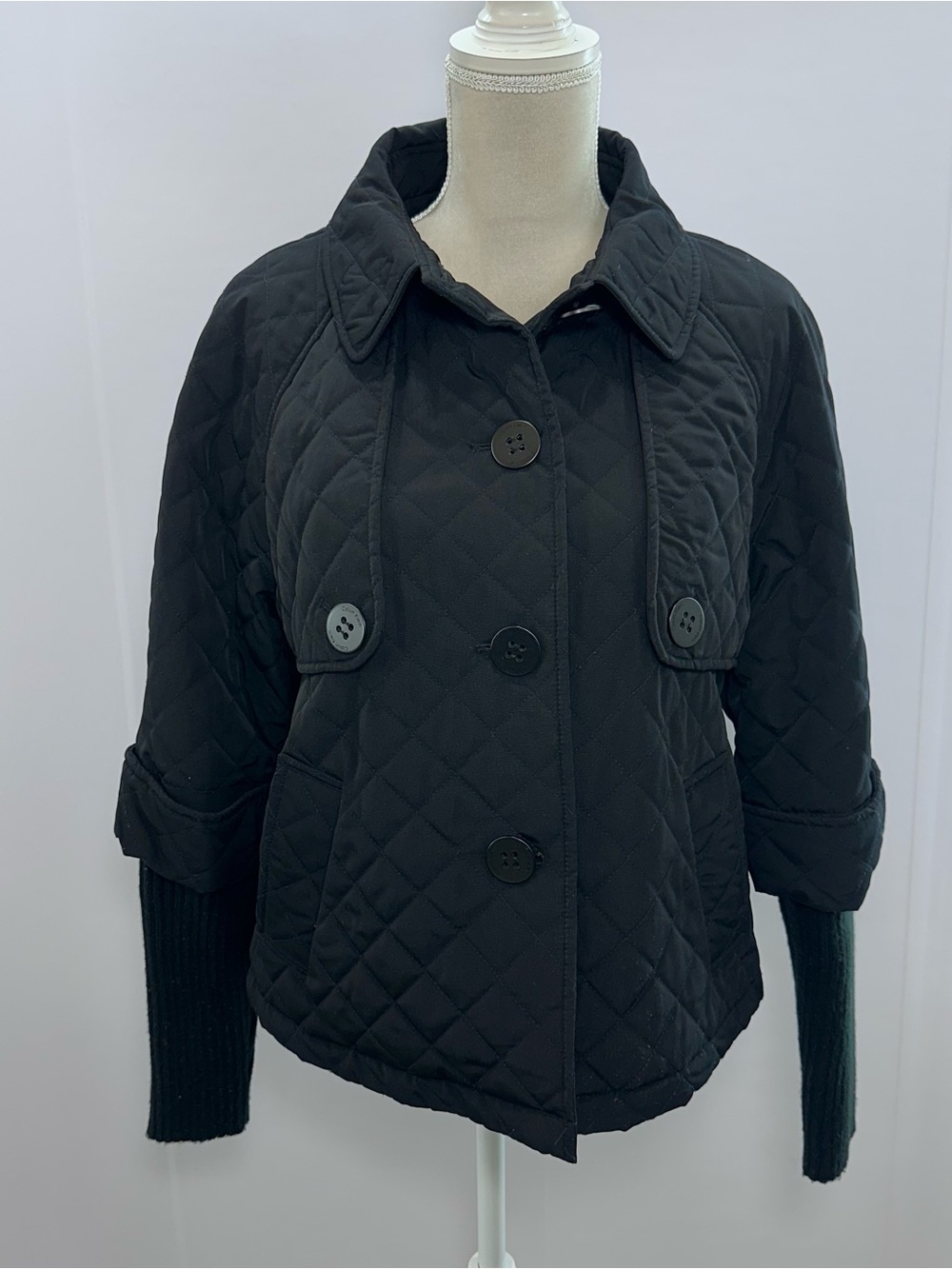 Calvin Klein Black Quilted Puffer Jacket Faux Fur Lined